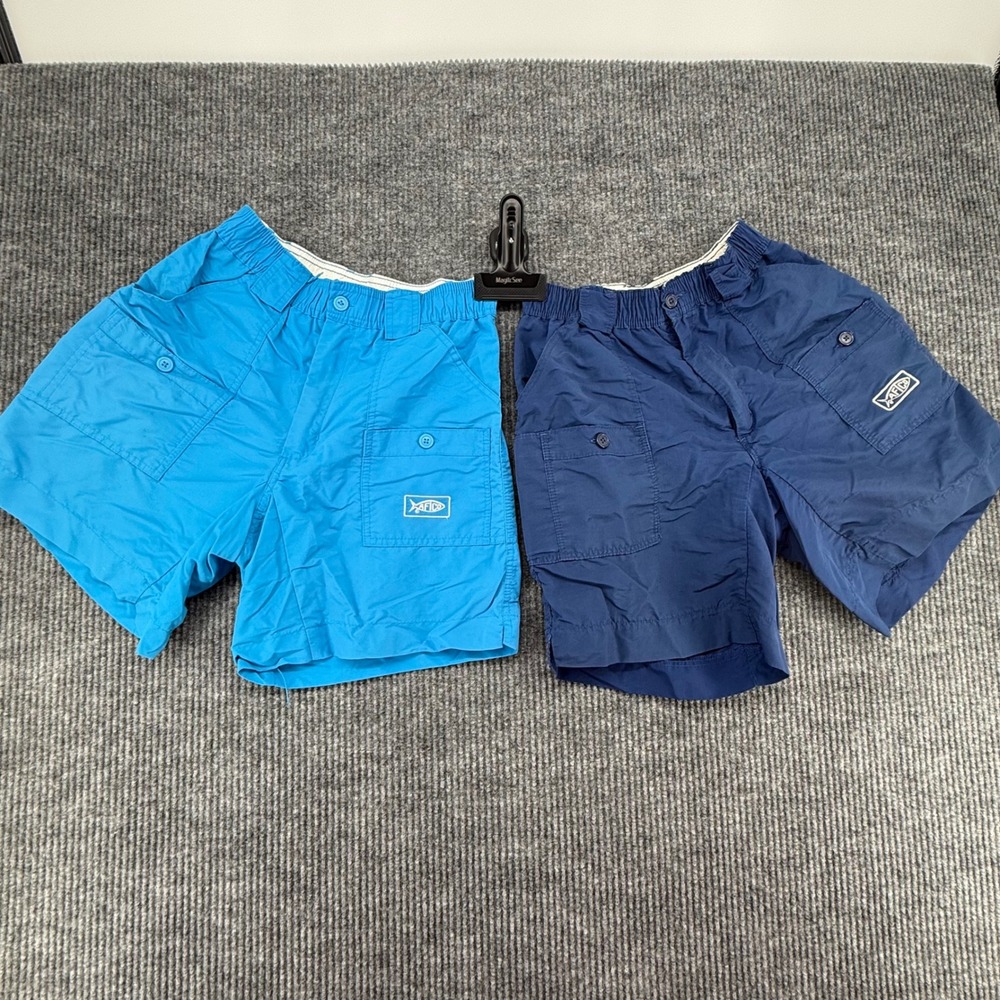 AFTCO Fishing Shorts Mens 28 Blue Lot 2 Good M01 Nylon Cargo